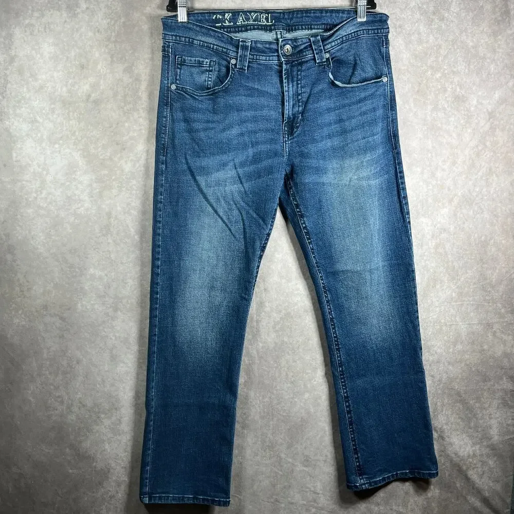 The Axel Jeans Mens Size 36X32 Blue Medium Wash Denim Straight Leg‎ Stretch